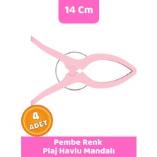 Canvela 4 Adet Pembe Mandal Xl Büyük Boy Şezlong Plaj Havlu Mandalı Halı Asma Battaniye ve Havlu Tutucu Mandal
