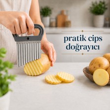 Dalgalı Patates Kesici Cips Doğrayıcı Sebze Dilimleyici Paslanmaz Çelik Bıçaklı Krinkle Kesici Patates Kesme Aparatı Mutfak Doğrayıcı Sariva Home