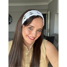 Guvdin Kadın Örgü Saç Bandı El Yapımı Dantel Bandana Saç Aksesuarı