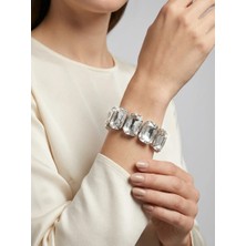 Valmont Accessories Baget ve Yuvarlak Taş Detaylı Kristal Taşlı Kadın Bileklik, Davet ve Gece Kombin