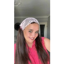 Guvdin El Örgüsü Pudra Pembe Saç Filesi - Bohem Stil Bandana