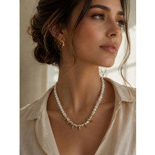 Guvdin Barok Inci Detaylı Gold Trok Çivili Tasarım Zincir Kolye