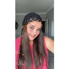 Guvdin Kadın El Örgüsü Boncuklu Saç Filesi Bandana Bohem Saç Aksesuarı