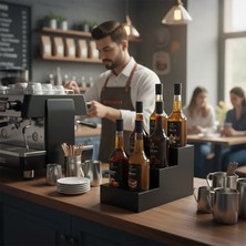 Decorelax 3 Katlı 6 Bölmeli Şurup Standı Model 1 - Siyah Barista Kahve Sos Düzenleyici Organizer
