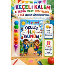 Nostaljik Lezzetler 5 Adet Okula Yeni Başlayan Öğrencilere 1. Sınıf- Sene Başı Hatırası Keçeli Kalem Tebrik Kartı Hediyeli