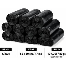Akalın Professional Cleaning Products Büyük Boy Çöp Poşeti 10 Rulo 65 x 80 cm