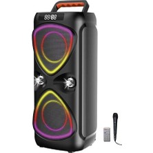 Elarque Bilgisayar Hoparlörü Kablolu Mikrofonlu Bluetooth Party Hoparlörü, Renkli Işık ve Kumanda Özelli