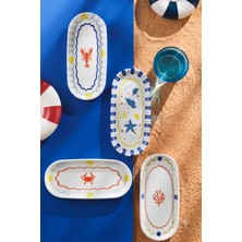 Kütahya Porselen Bone Costa Mare 4 Parça 21 cm Kayık Tabak