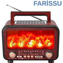 Elarque Nostaljik Radyo Renkli Alev Işıklı Bluetooth Hoparlör - Güneş Enerjili ve Çok Fonksiyonlu