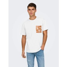 Only & Sons Onsperry Lıfe Reg Leaf Ss Pockettee Bright White
