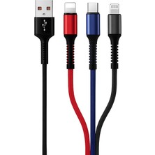 HEPU HP-11 3-in-1 Şarj Kablosu – Type-C + Lightning + Micro USB Uyumlu (1.2 Metre)