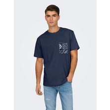 Only & Sons Onsperry Lıfe Reg Leaf Ss Pockettee Blue Nights