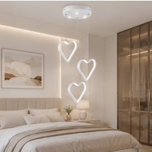 TT901-3Y-BY Tt Aydınlatma Kalp Modeli Spotlu 3 Lü Yuvarlak Mat Beyaz LED Avize