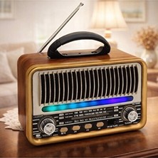Elarque Nostaljik Radyo Retro Tasarımlı Taşınabilir Bluetooth Radyo ve Çok Fonksiyonlu Hoparlör