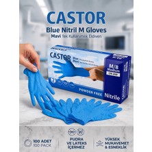 Castor Pudrasız Mavi Nitril Eldiven (En Iso 374-1 En Iso 374-5)-(M)