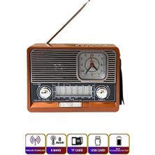 Elarque Nostaljik Radyo Retro LED Işık ve USB Destekli Çok Fonksiyonlu Bluetooth Radyo