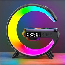 Elarque Kablosuz Şarj Cihazı Rgb LED Işıklı Kablosuz Şarj ve Bluetooth Hoparlör Masa Lambası