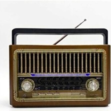Elarque Nostaljik Radyo Kamptek Retro Müzik Kutusu - Bluetooth ve El Fenerli Ahşap Görünümlü Radyo