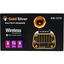 Elarque Nostaljik Radyo Nostaljik Gold Silver Bluetooth Radyo ile Retro Şıklık