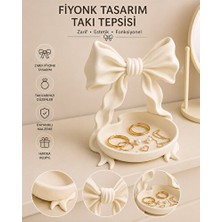 Elarque Makyaj & Takı Organizeri Fiyonk Tasarımlı Dekoratif Takı Tepsisi - Yüzük ve Küpe Organizeri
