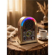 Elarque Nostaljik Radyo Retro Şıklı Şarjlı Radyo, Bluetooth ve Renkli Işık Özelliği ile