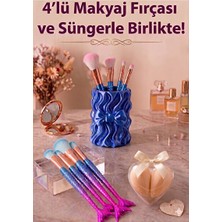 Elarque Makyaj & Takı Organizeri Lacivert Denizkızı Temalı 4'lü Makyaj Fırça Seti