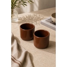 Beige & Stone 2'li Set Kahverengi Seramik Kupa 175 ml Minimal Kahve Kupası Çay Fincanı Espresso ve Türk Kahvesi Bardağı