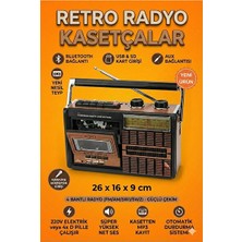 Elarque Nostaljik Radyo Bluetooth Kaset Teyp - USB ve Sd Kart Destekli Retro Radyo