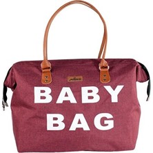 Elarque Bebek Bakım Çantası Keten Bordo Anne ve Mommy Bag