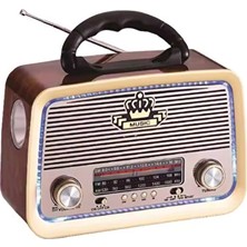 Elarque Nostaljik Radyo Vintage Tasarımlı Bluetooth Radyo, Fm, Sd Kart, Aux, Kahverengi