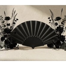 Magicool Plastik Düz Siyah Kumaş Yelpaze 12'li Paket