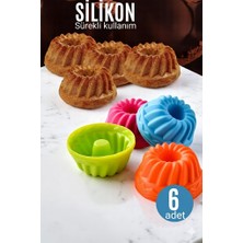 Ett Silikon Göbekli Muffin Cupcake Kalıbı - Sürekli Kullanım Muffin Kek Kalıbı 6 Adet