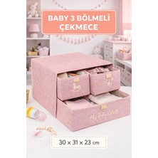Elarque Bebek Bakım Çantası Pembe Bebek Odası Düzenleyici Çekmece Organizer