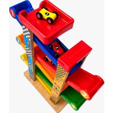 Car-Kay Montessori Oyuncak-3 Arabalı- Araba Rampası-Yarış Pisti