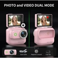 Magicool 1080P Dijital Video Kamera (32GB) Kart Dijital Vlog Fotoğraf Makinesi  Türkçe Pembe
