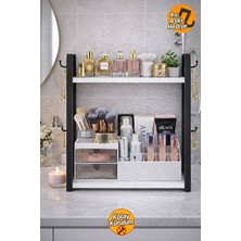 Elarque Makyaj & Takı Organizeri Iki Katlı Çok Amaçlı Kozmetik ve Takı Düzenleyici, Askılı ve Raflı
