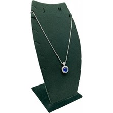 Elarque Makyaj & Takı Organizeri Yeşil Süet Zincirli Ayaklı Kolye, Dubai Model, 18/9 cm