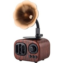 Elarque Nostaljik Radyo Retro Mini Ahşap Gramofon Bluetooth Hoparlör ile Nostalji