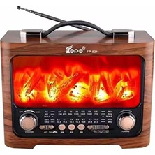 Elarque Nostaljik Radyo Nostaljik Şömine Görünümlü Radyo, Bluetooth ve USB Destekli