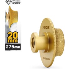 SGS2794 M14-75X20 mm Vakum Elmas Mermer Granit Taşlama Diski Balık Sırtı