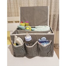 Elarque Bebek Bakım Çantası Başucu Düzenleyici Organizer - 5 Bölmeli ve Kapaklı