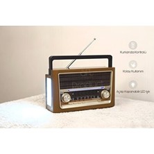 Elarque Nostaljik Radyo Ahşap Tasarımlı Bluetooth Radyo - Vintage ve Çok Fonksiyonlu