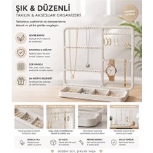 Elarque Makyaj & Takı Organizeri Modern Takı ve Küpe Standı, Çok Bölmeli ve Şık Tasarım
