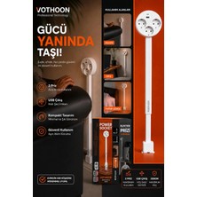 Vothoon Teleskopik Çoklu Priz, 3’lü Topraklı + Usb-C & Usb-A, Yükseklik Ayarlı, Işıklı Anahtarlı Uzatma Priz