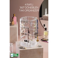 Elarque Makyaj & Takı Organizeri Dönebilen Çok Amaçlı Takı ve Makyaj Organizeri - 4 Raflı Tasarım