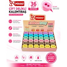 Danacı Kırtasiye Mikro Çift Delikli Kalemtıraş 36 Adet Tek Kutu Hazneli Standart ve Jumbo Kalem Uyumlu MK-1011