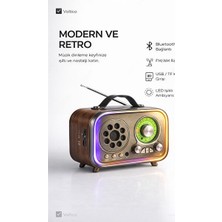 Elarque Nostaljik Radyo Taşınabilir LED Işıklı Retro Radyo, Fm/am/sw ve Bluetooth Özelliği