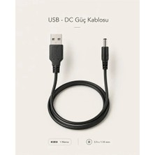 USB Girişli 1m Dc 3.5mm x 1.35MM İnce Uçlu Şarj Kablosu Tablet Uyumlu Güç Adaptörü