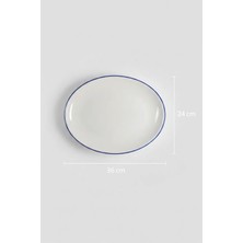 6'lı Ellips Oval Kayık Tabak 36CM Rim Lacivert Rinart