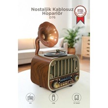 Elarque Nostaljik Radyo Ahşap Görünümlü Bluetooth Hoparlör ve , Aux ve USB Destekli